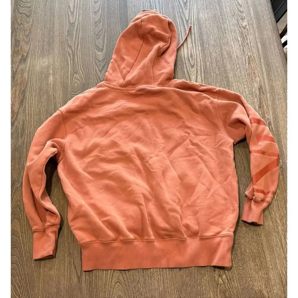 Nike Womens Hoodie Sweatshirt Front Pocket Logo Print Pullover Orange Size XS